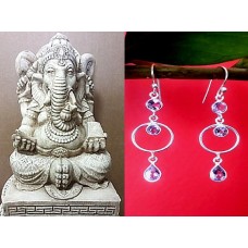 Bijoux indiens argent - Boucles d'Oreilles indiennes Améthyste Bijoux indiens argent - Boucles d'Oreilles indiennes Améthyste