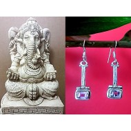 Indian silver jewellery - Earrings Amethyst Indian