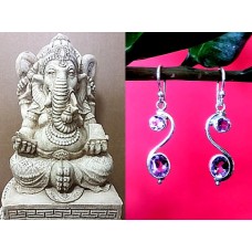 Bijoux inde - Boucles d'oreilles indiennes argent et Améthyste Bijoux inde - Boucles d'oreilles indiennes argent et Améthyste