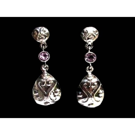 Indian silver jewellery - Earrings Amethyst Indian,Indian Earrings