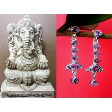 Bijoux indiens argent - Boucles d'Oreilles indiennes Améthyste Bijoux indiens argent - Boucles d'Oreilles indiennes Améthyste