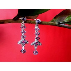 Bijoux indiens argent - Boucles d'Oreilles indiennes Améthyste Bijoux indiens argent - Boucles d'Oreilles indiennes Améthyste