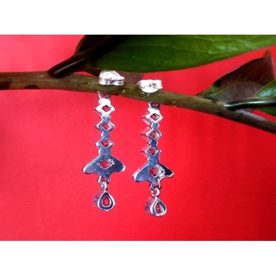 Indian silver jewellery - Earrings Amethyst Indian,Indian Earrings