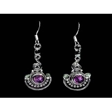 Bijoux indiens argent - Boucles d'Oreilles indiennes Améthyste Bijoux indiens argent - Boucles d'Oreilles indiennes Améthyste