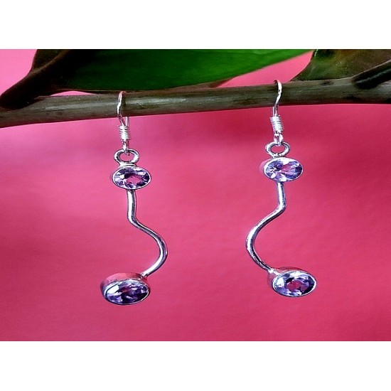 Indian silver jewellery - Earrings Amethyst Indian,Indian Earrings