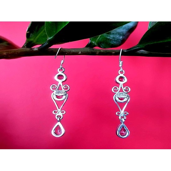 Indian silver jewellery - Earrings Amethyst Indian,Indian Earrings