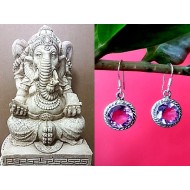 Bijoux indiens argent - Boucles d'Oreilles indiennes Améthyste