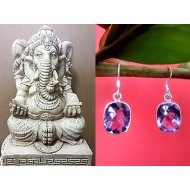 Indian silver jewellery - Earrings Amethyst Indian