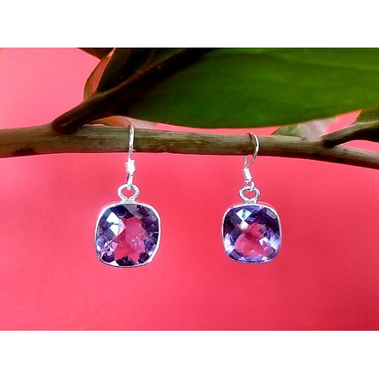 Indian silver jewellery - Earrings Amethyst Indian,Indian Earrings