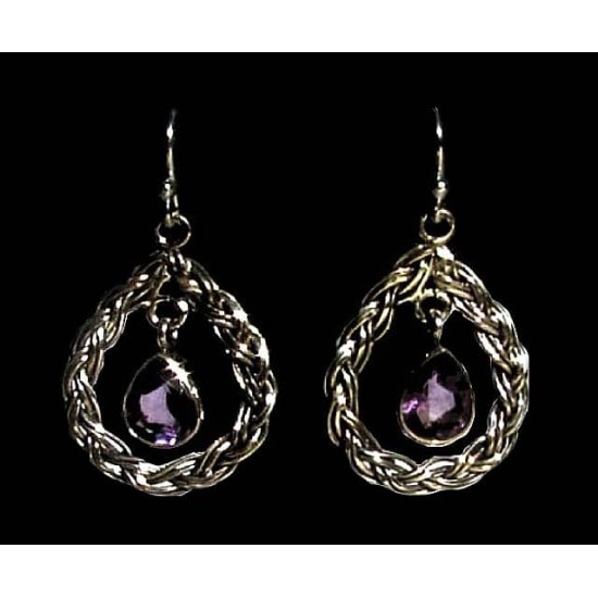 Indian silver jewellery - Earrings Amethyst Indian,Indian Earrings