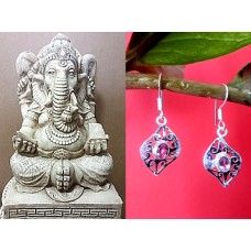 Bijoux indiens argent - Boucles d'Oreilles indiennes Améthyste Bijoux indiens argent - Boucles d'Oreilles indiennes Améthyste