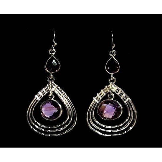 Indian silver jewellery - Earrings Amethyst Indian,Indian Earrings