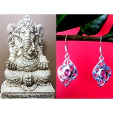 Bijoux indiens argent - Boucles d'Oreilles indiennes Améthyste Bijoux indiens argent - Boucles d'Oreilles indiennes Améthyste