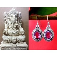 Bijoux indiens argent - Boucles d'Oreilles indiennes Améthyste