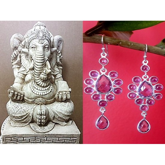 Indian silver jewellery - Earrings Amethyst Indian,Indian Earrings