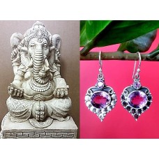 Bijoux indiens argent - Boucles d'Oreilles indiennes Améthyste Bijoux indiens argent - Boucles d'Oreilles indiennes Améthyste