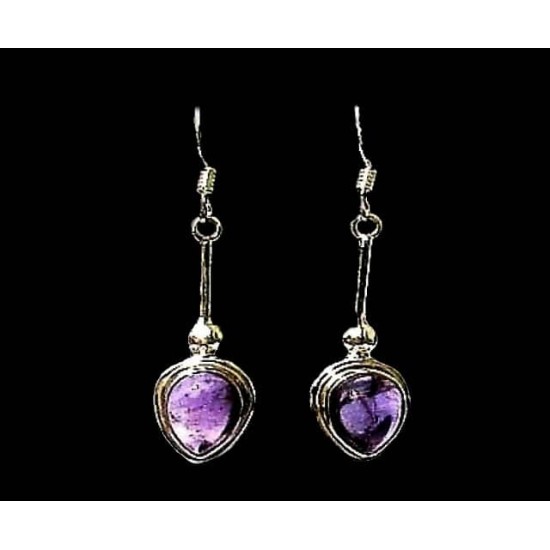 Indian silver jewellery - Earrings Amethyst Indian,Indian Earrings