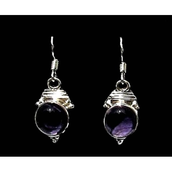 Indian silver jewellery - Earrings Amethyst Indian,Indian Earrings