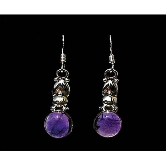 Indian silver jewellery - Earrings Amethyst Indian,Indian Earrings