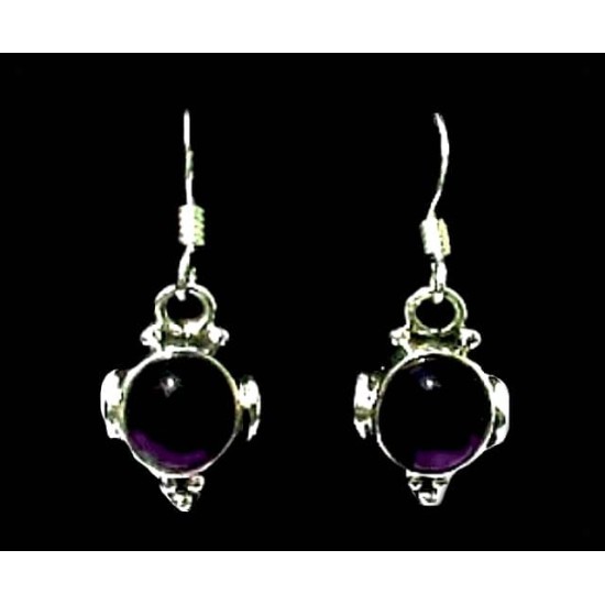 Indian silver jewellery - Earrings Amethyst Indian,Indian Earrings