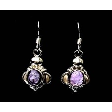 Bijoux indiens - Boucles d'Oreilles indiennes Améthyste Bijoux indiens - Boucles d'Oreilles indiennes Améthyste