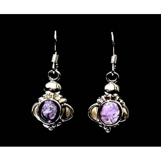 Indian silver jewellery - Earrings Amethyst Indian,Indian Earrings