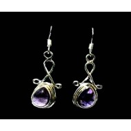 Indian silver jewellery - Earrings Amethyst Indian