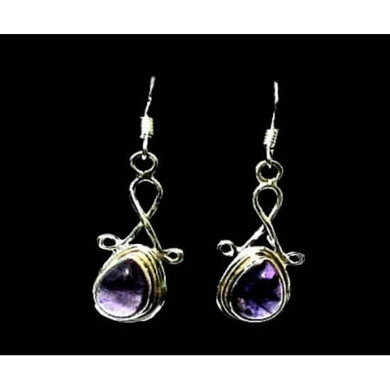 Indian silver jewellery - Earrings Amethyst Indian,Indian Earrings