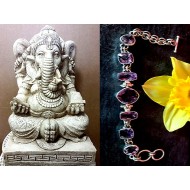 Bijoux indiens argent - Bracelet indien Améthyste