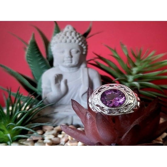 Indian silver jewelry - Indian Amethyst Ring,Indian rings