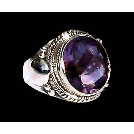 Indian silver jewelry - Indian Amethyst Ring,Silver mens rings