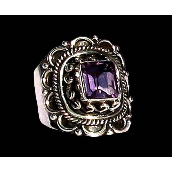 Indian silver jewelry - Indian Amethyst Ring,Indian rings