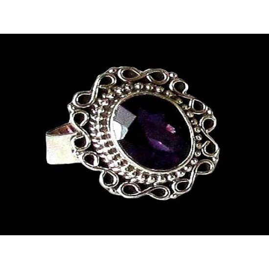 Indian silver jewelry - Indian Amethyst Ring,Indian rings