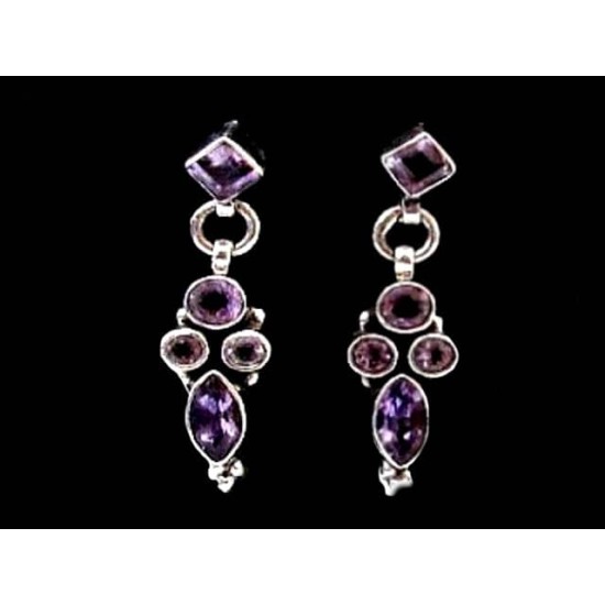 Bijoux indiens argent - Boucles d Oreilles indiennes Améthyste (BO-AM-04) Bijoux indiens argent - Boucles d Oreilles indiennes Améthyste,Boucles d Oreilles indiennes