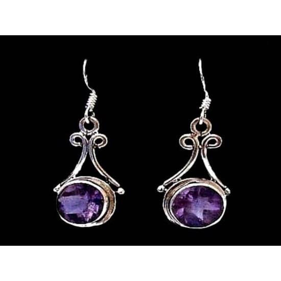 Indian silver jewellery - Earrings Amethyst Indian,Indian Earrings