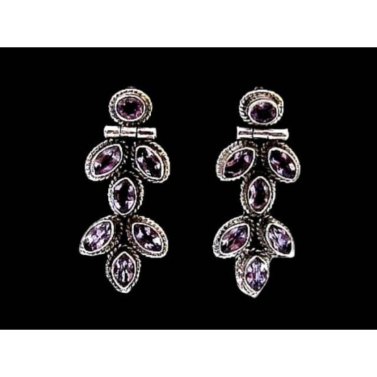 Indian silver jewellery - Earrings Amethyst Indian,Indian Earrings