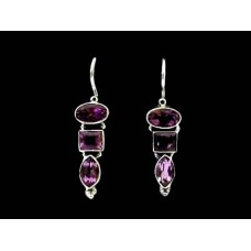 Bijoux indiens argent - Boucles d'Oreilles indiennes Améthyste Bijoux indiens argent - Boucles d'Oreilles indiennes Améthyste