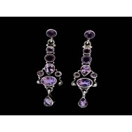 Indian silver jewellery - Earrings Amethyst Indian