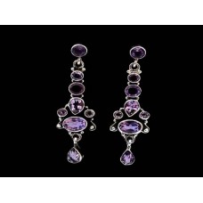 Bijoux indiens argent - Boucles d'Oreilles indiennes Améthyste Bijoux indiens argent - Boucles d'Oreilles indiennes Améthyste