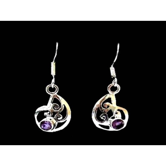 Indian silver jewellery - Earrings Amethyst Indian,Indian Earrings