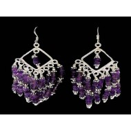 Indian silver jewellery - Earrings Amethyst Indian