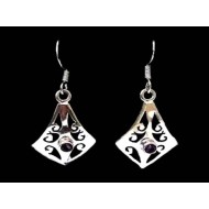 Indian silver jewellery - Earrings Amethyst Indian