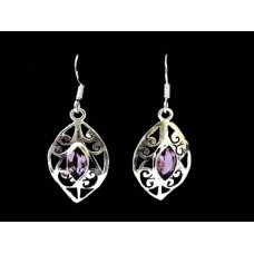 Bijoux indiens argent - Boucles d'Oreilles indiennes Améthyste Bijoux indiens argent - Boucles d'Oreilles indiennes Améthyste