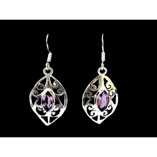 Indian silver jewellery - Earrings Amethyst Indian,Indian Earrings