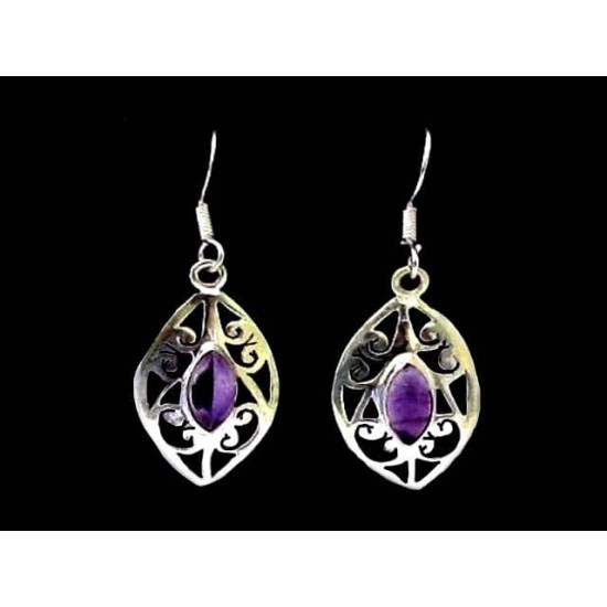 Indian silver jewellery - Earrings Amethyst Indian,Indian Earrings