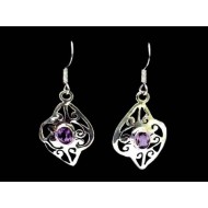 Indian silver jewellery - Earrings Amethyst Indian