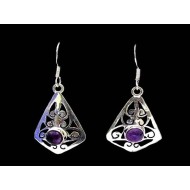 Indian silver jewellery - Earrings Amethyst Indian