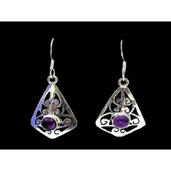 Indian silver jewellery - Earrings Amethyst Indian,Indian Earrings