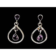 Indian silver jewellery - Earrings Amethyst Indian