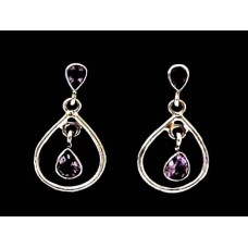 Bijoux indiens argent - Boucles d'Oreilles indiennes Améthyste Bijoux indiens argent - Boucles d'Oreilles indiennes Améthyste